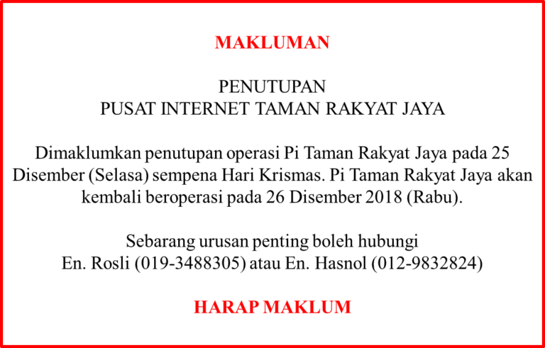1.Cuti Krismas 2018